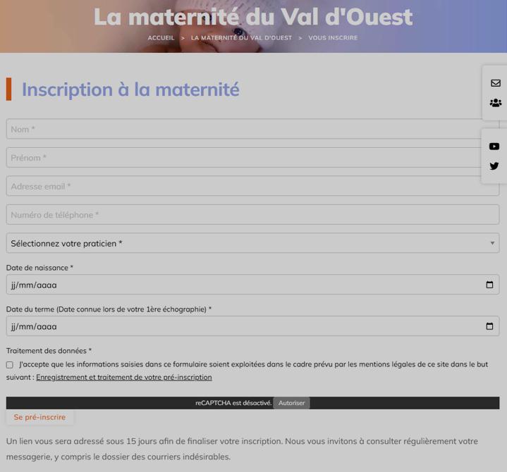 Inscription à la maternité
